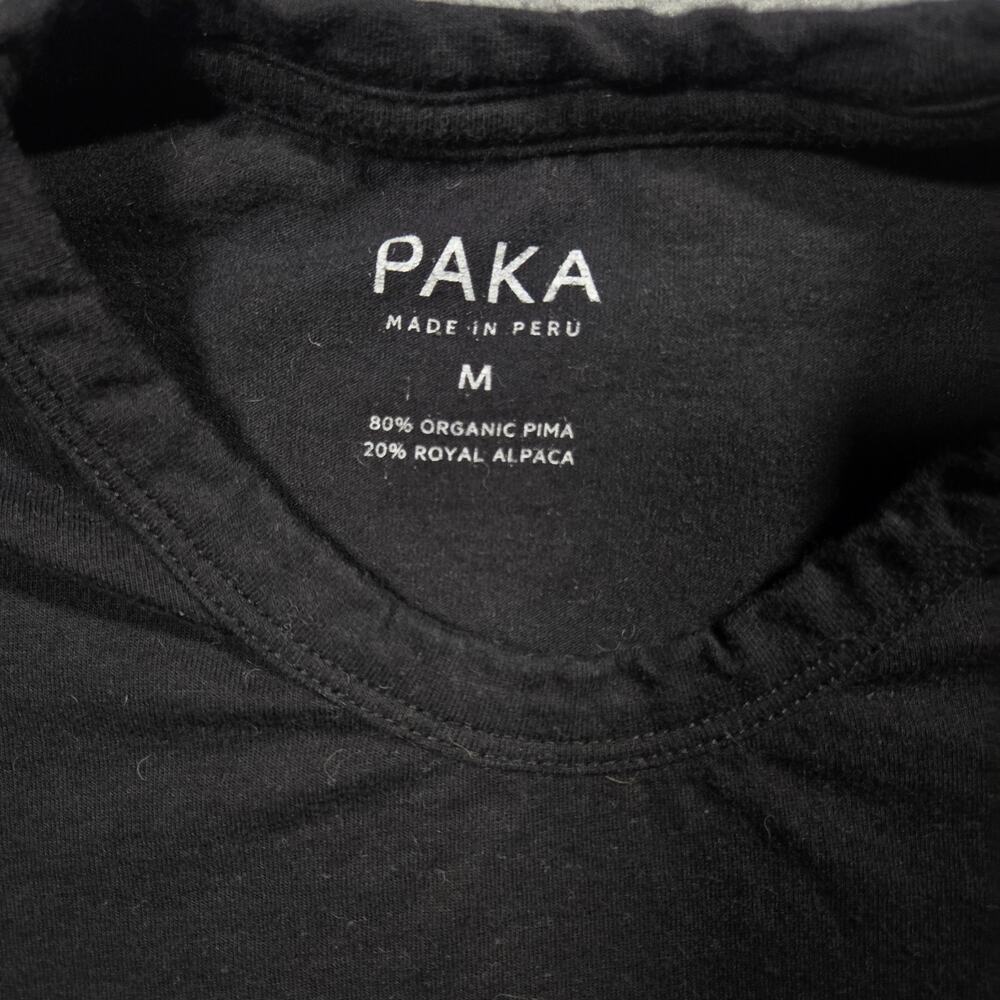 PAKA Royal Alpaca Pima Blend Essential Tee Shirt Black Medium Made in Peru - Picture 5 of 10